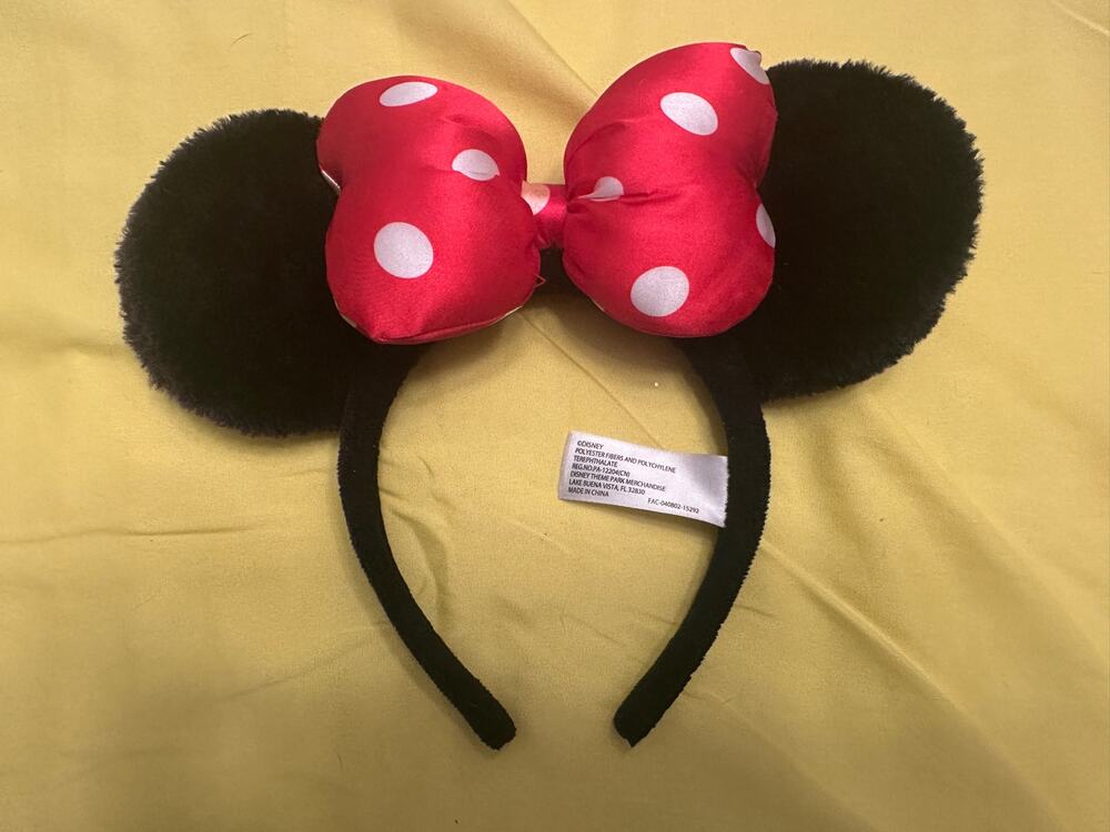 Disney Parks Classic Minnie Mouse Black n Red Polkadots Ears Headband